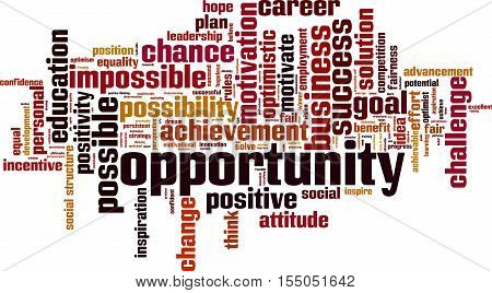 Opportunity word cloud concept. Vector illustration on white
