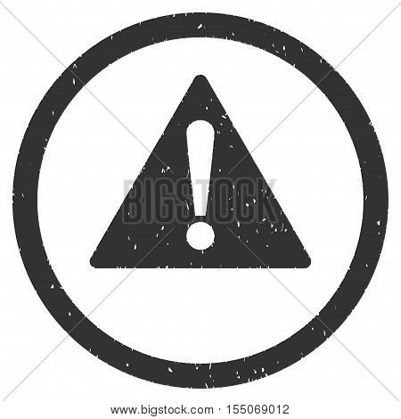 Warning rubber seal stamp watermark. Icon vector symbol with grunge design and corrosion texture. Scratched gray ink sign on a white background.