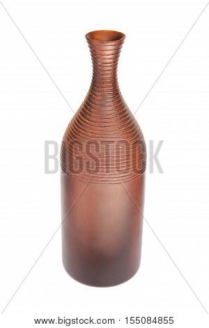 Brown Vase bottle shaped isolated on white background