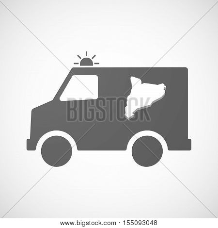 Isolated Ambulance Furgon Icon With  The Map Of Catalonia