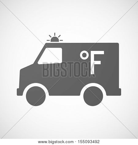 Isolated Ambulance Furgon Icon With  A Farenheith Degrees Sign