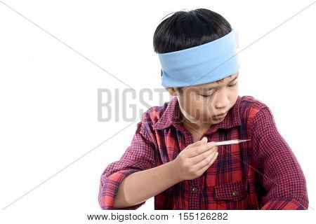 Boy Sick Use Termometer