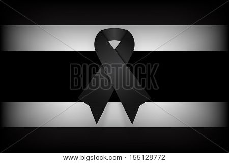Black ribbon on Thailand flag . dim design . mourn for king of thailand pass away . rest in peace .