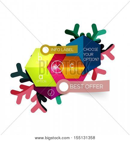 Christmas sale info banner, holiday greeting card or promo brochure elements