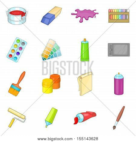 Painter tools icons set. Cartoon illustration of 16 Painter tools vector icons for web