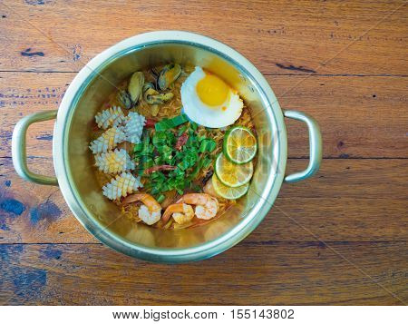 thai food Tom Yam Kung with instant noodles
