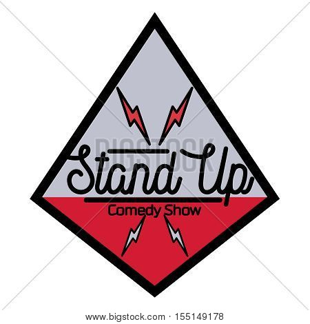 Color vintage Stand up comedy show emblem, logo and badge at white background.