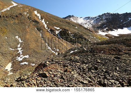 Nature, landscape, mountain landscape, pasur, rocks, summer, stones, mountain, rock, scree, types, Kazakhstan, ridges