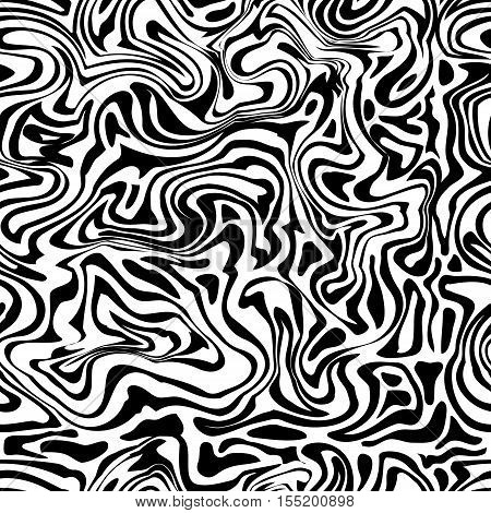 Marble ebru seamless pattern. Marbled black and white pattern. Vector illustration