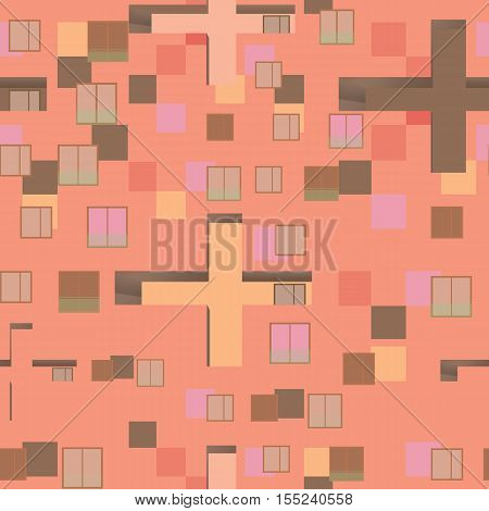Abstract seamless pattern set : urban rhythm on pink background.