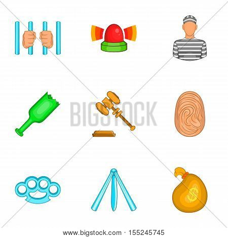 Illegal action icons set. Cartoon illustration of 9 illegal action vector icons for web