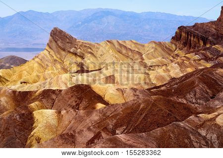 Stunning View Of Famous Zabriskie Point In Death Valley National Park
