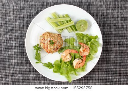 Fried Rice With Shrimp Call Khao Pad Kong In Thai