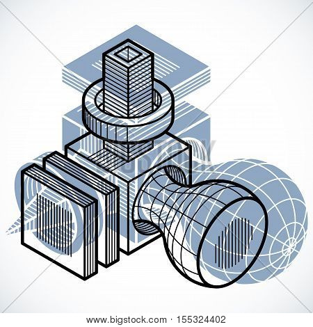 Vector Abstract 3D Geometric Shape, Polygonal Figure.