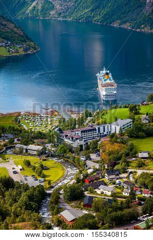 Geiranger fjord, Beautiful Nature Norway. It is a 15-kilometre (9.3 mi) long branch off of the Sunnylvsfjorden, which is a branch off of the Storfjorden (Great Fjord).