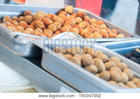 Fried Olive Ascolane . Typical Regional Dish