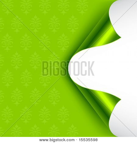 Verde frustrado respaldado esquinas rizadas. Ilustración del vector.