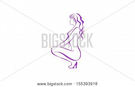 Stylized female body outline vector. Contour female body silhouette isolated on white background. Body parts design element for beauty spa salon.  body weight management concept silhouette of a beautiful young woman sketched logo for a beauty salon or fit