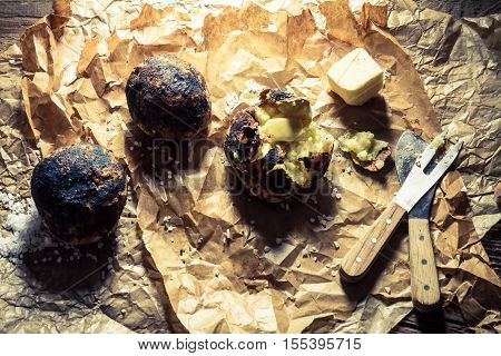 Fresh Made Jacket Potatoes With Butter And Salt