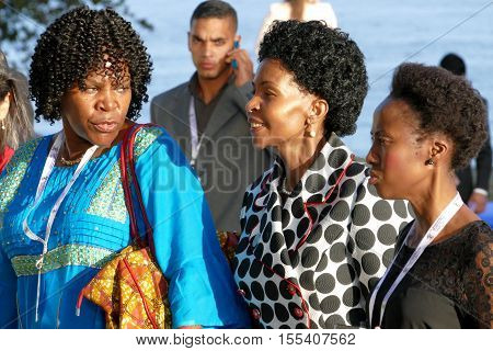 Porlamar Venezuela. September 17th 2016 - Minister of Foreign Affairs of South Africa Maite Emily Nkoana-Mashabane (C) at the 17th Summit of the Non-Aligned Movement in Porlamar Margarita Island Venezuela on September 17 2016.