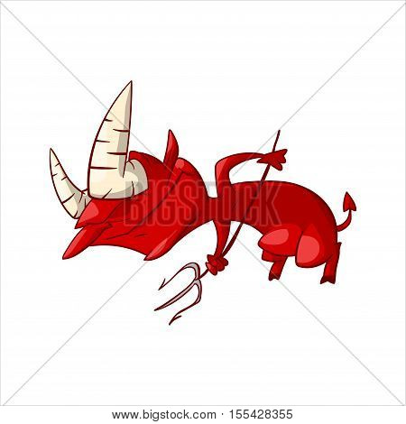 Colorful vector illustration of a cartoon red demon imp or devil