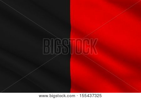 Flag of Aosta Valley is a mountainous semi-autonomous region in northwestern Italy. 3d illustration