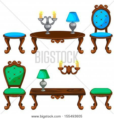 cartoon colorful Retro furniture in vector objects