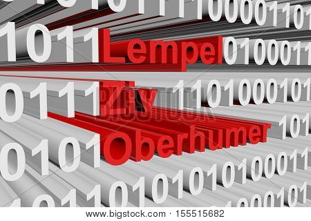 Lempel Ziv Oberhumer in the form of binary code, 3D illustration