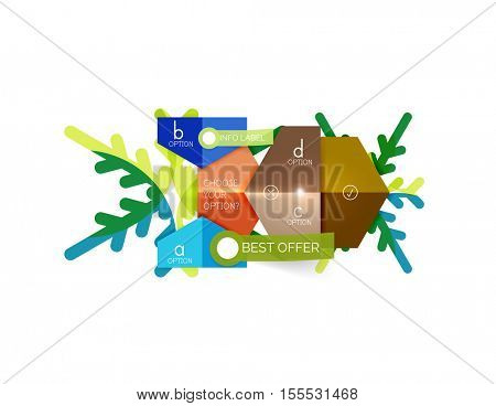 Christmas sale info banner, holiday greeting card or promo brochure elements