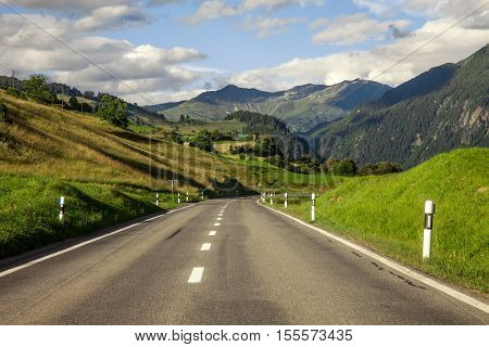 Mountain road near the town of Tarasp, Switzerland
