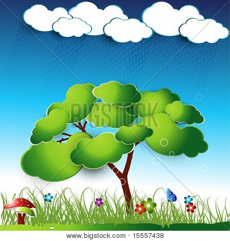 Grüner Baum Landschaft Vektorgrafiken