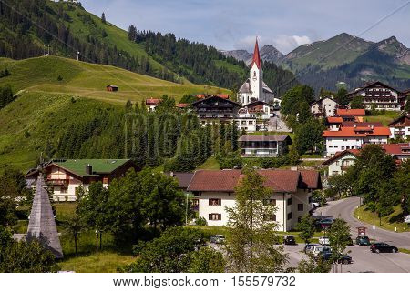 Amazing alpine scenery from the town of Berwang, Austria