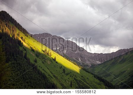 Amazing alpine scenery from the town of Berwang, Austria