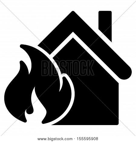 Realty Fire Disaster vector icon. Flat black symbol. Pictogram is isolated on a white background. Designed for web and software interfaces.