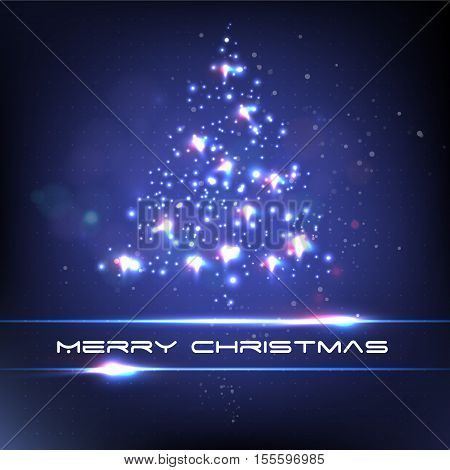 Xmas tree star light. Merry christmas.. Vector illustration.