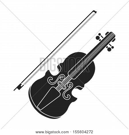 Violin icon in black style isolated on white background. Musical instruments symbol vector illustration