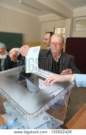 ISTANBUL,TURKEY-JUNE 7:Turks have begun voting in a general election which will determine whether the ruling party can change the constitution.on June 7, 2015 in Istanbul,Turkey.