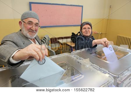 ISTANBUL,TURKEY-JUNE 7:Turks have begun voting in a general election which will determine whether the ruling party can change the constitution.on June 7, 2015 in Istanbul,Turkey.