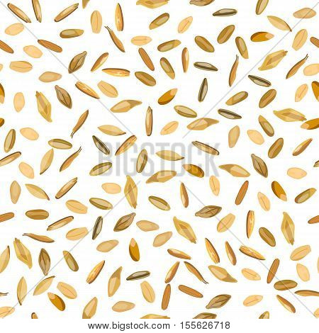 Seamless pattern wheat and rye grains. Vector illustration. Isolated.
