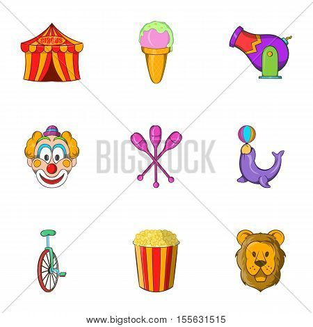 Chapiteau icons set. Cartoon illustration of 9 chapiteau vector icons for web