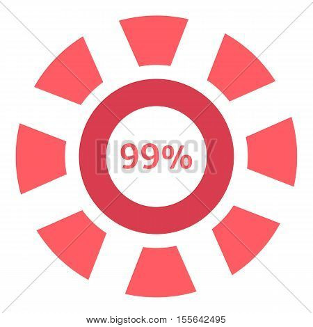 Web preloader 99 percent icon. Flat illustration of web preloader vector icon for web design