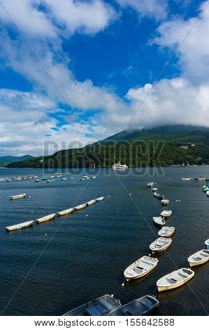 Fishing Boats And Cruise Ship On Lake Hakone