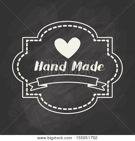 Hand Made label, handmade crafts workshop, vector illustration