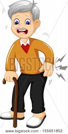 cute cartoon an old grandfather was lumbago