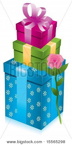 gift boxes with rose