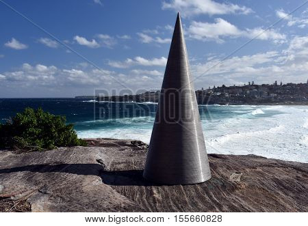 Sydney Australia - Oct 23 2016. Song Jianshu: 1km Tower. Sculpture by the Sea along the Bondi to Coogee coastal walk is the world's largest free to the public sculpture exhibitions.