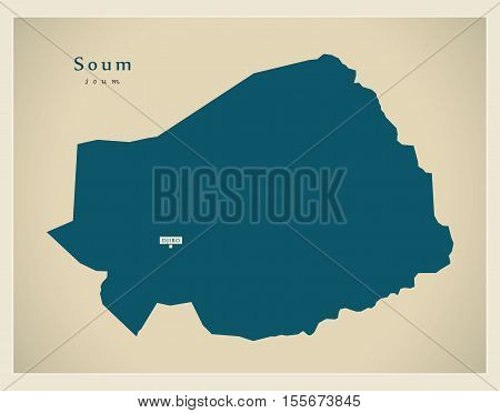 Modern Map - Soum BF vector illustration high res
