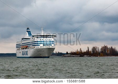 Helsinki, Finland - October 25 : The Ferry Silja Line Arrives To Helsinki Port, Finland October 25 2