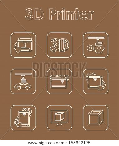Set of three d printer simple icons