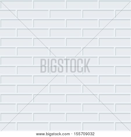 White bricks wall seamless background. Neutral tileable pattern of brickwall. Vector EPS10.